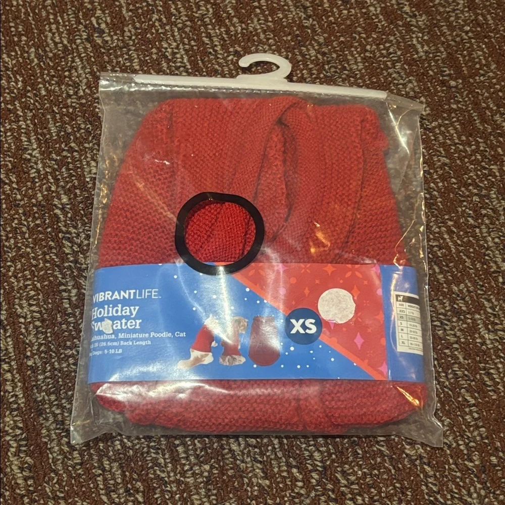 Red XS Pet Sweater hoodie xs small dog/cat red knit pet sweatshirt knit pullover